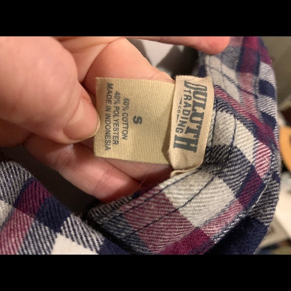 Duluth Flannel Shirt Navy and Maroon/Purple Plaid - Picture 9 of 10